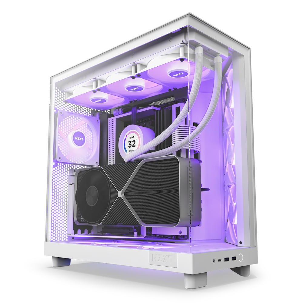 H6 Flow RGB shown from a 3/4 angle with a 9 fan RGB system built in it