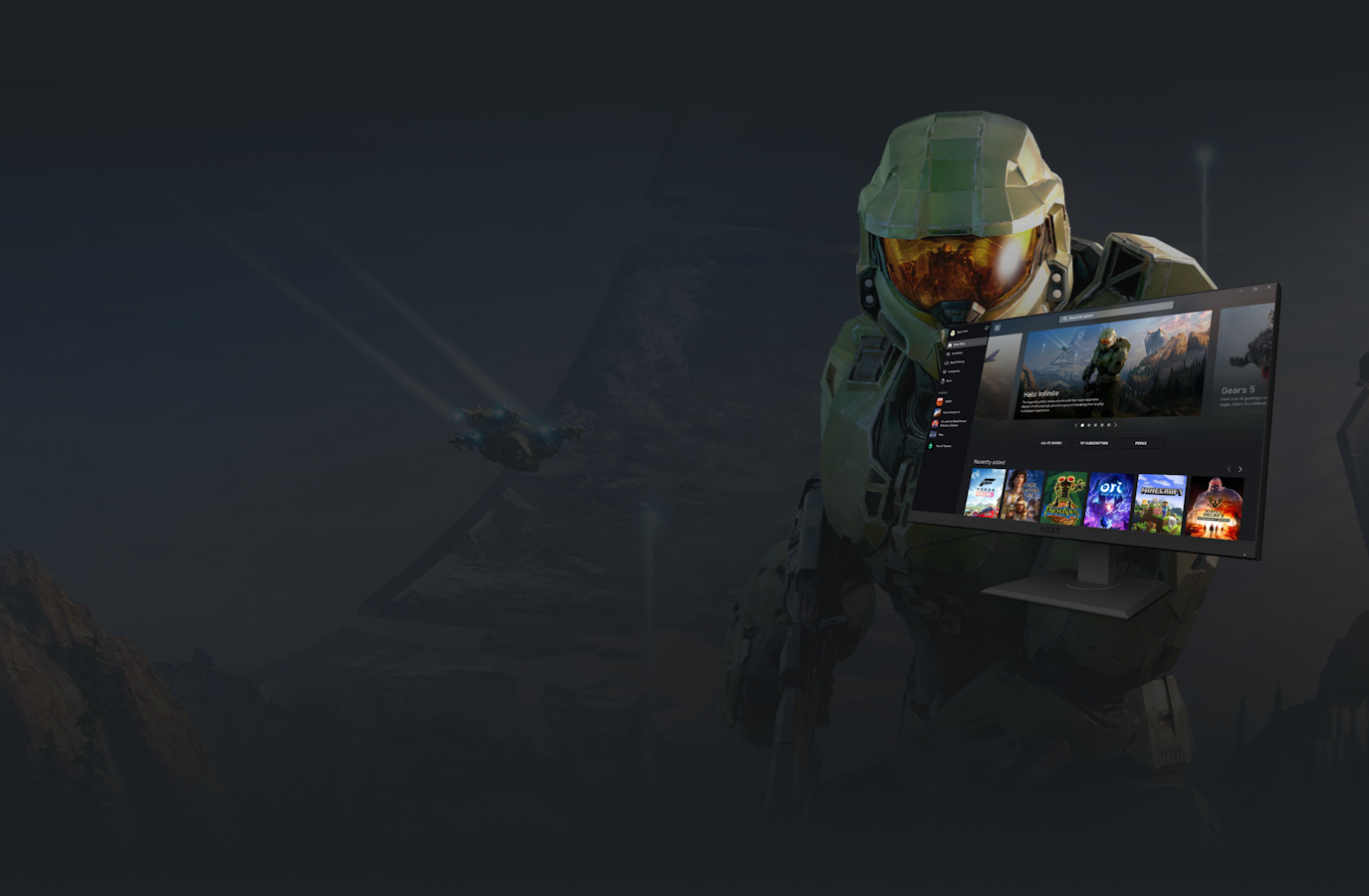 Xbox Game Pass NZXT Monitor and Halo Background